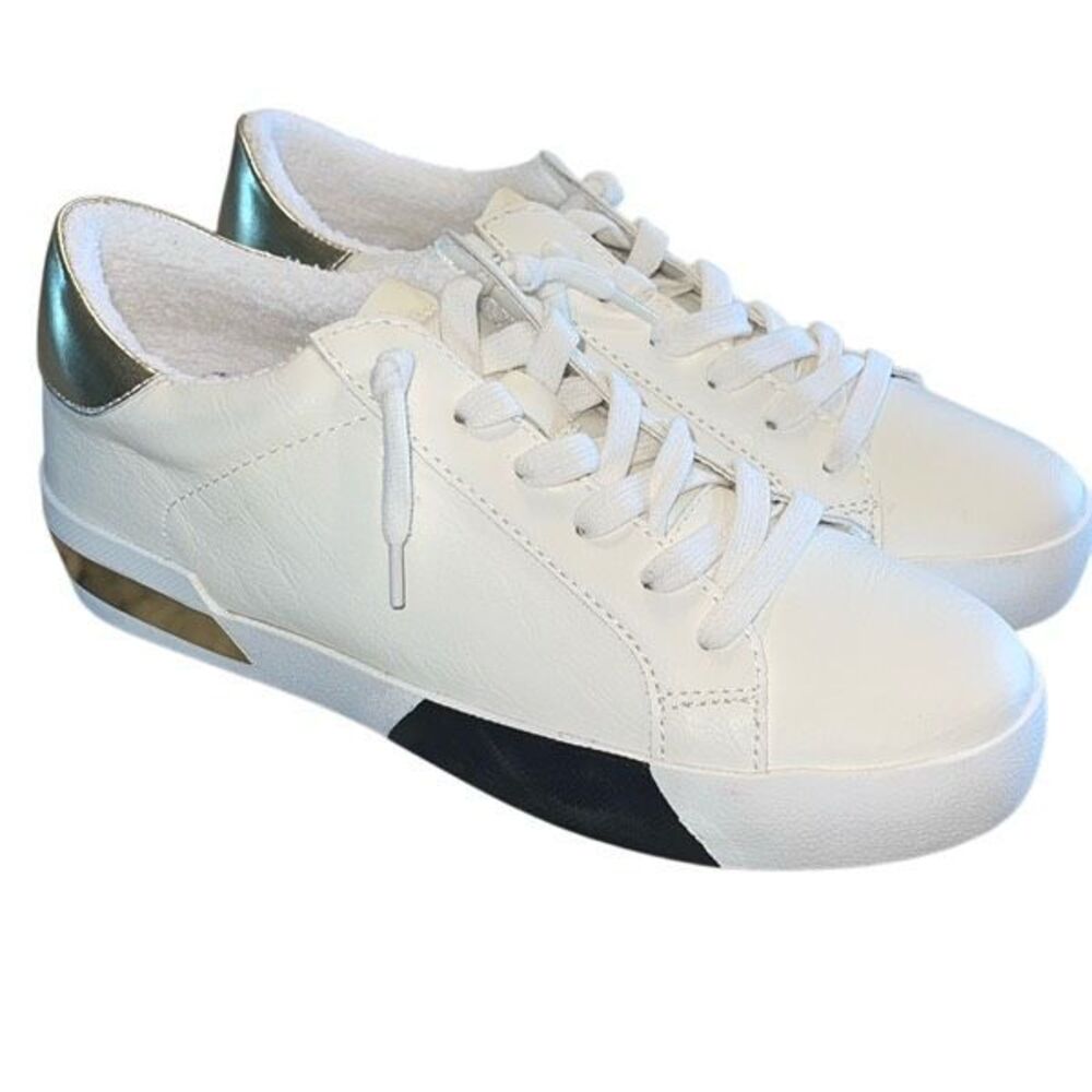 MKS Maker's Shoes Womens Zion 1 Lace-up Low Top Sneakers White Gold Size 8‎ NWOT